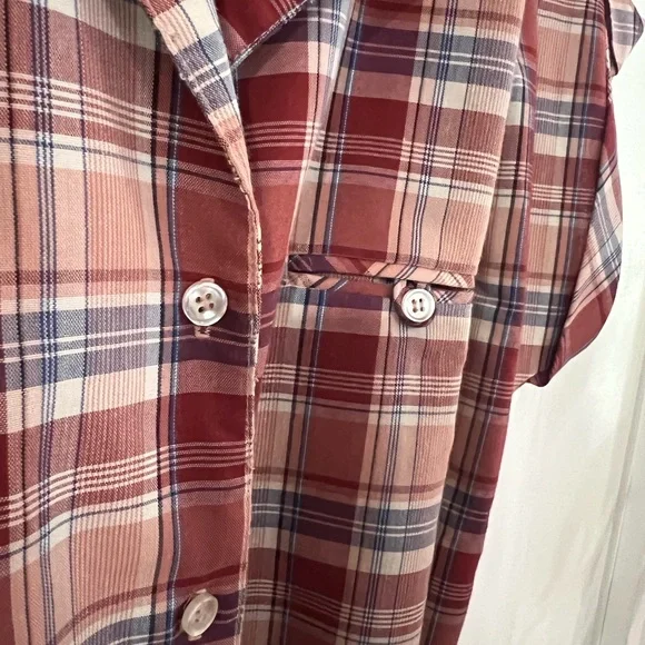 Vintage 70s Plaid Shirtwaist Dress Midi Dagger Collar Belted M Cottagecore - Picture 7 of 9